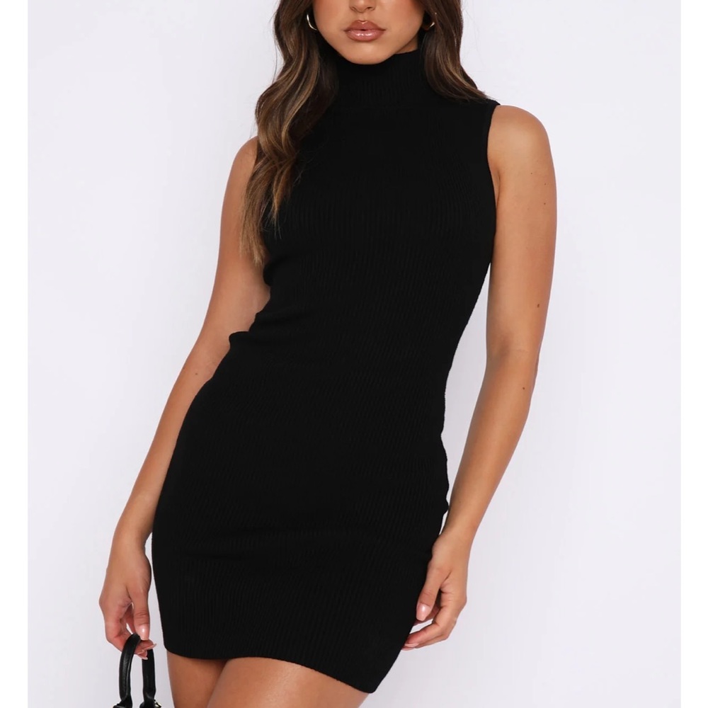 White Fox Good As Ever Knit Mini Dress Black - Picture 4 of 6